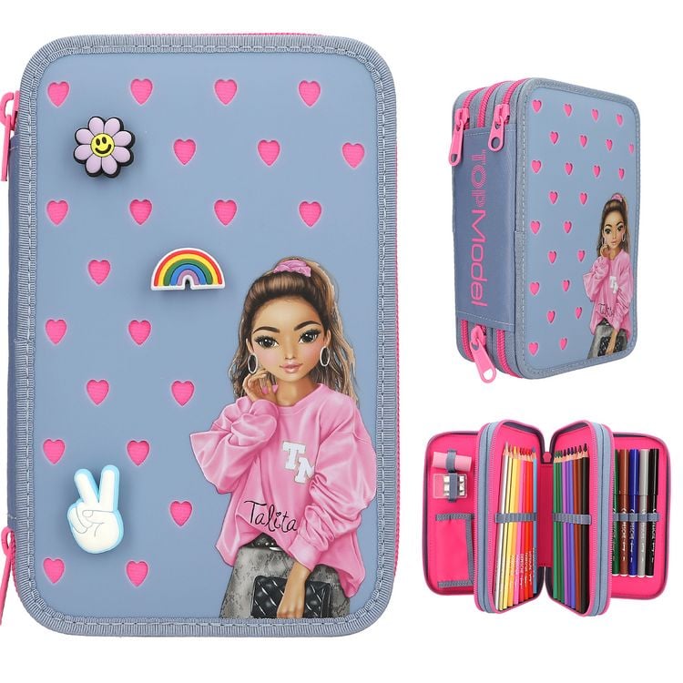 Produktbild: TOPModel 3 Fach Federtasche mit Silikon Pins