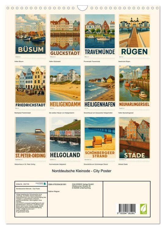 Produktbild: Norddeutsche Kleinode - City Poster (Wandkalender 2027 DIN A3 hoch), CALVENDO Monatskalender