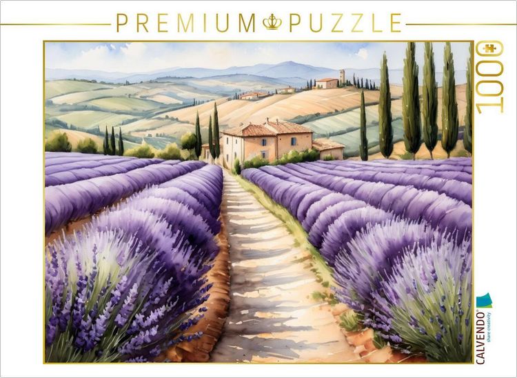 Produktbild: CALVENDO Puzzle Lavendelfelder in der Toscana | 1000 Teile Lege-Gr&ouml;&szlig;e 64x48cm Foto-Puzzle f&uuml;r gl&uuml;ckliche Stunden