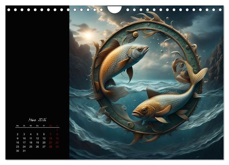 Produktbild: KI Tierkreiszeichen (Wandkalender 2026 DIN A4 quer), CALVENDO Monatskalender