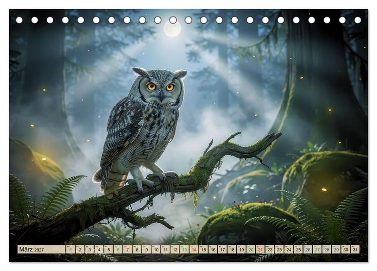 Produktbild: Eulen - furchtlos und elegant (Tischkalender 2027 DIN A5 quer), CALVENDO Monatskalender