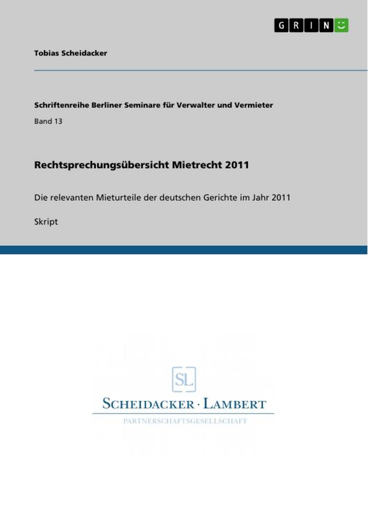 Produktbild: Rechtsprechungs&uuml;bersicht Mietrecht 2011