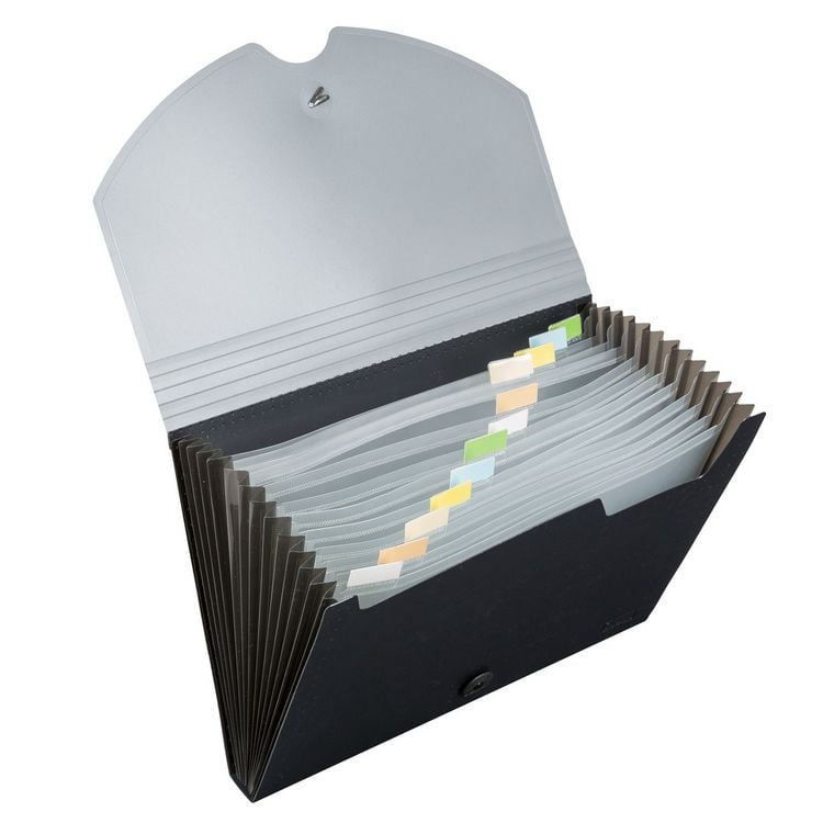 Produktbild: Idena F&auml;chermappe PP 12 F&auml;cher schwarz/grau DIN A4