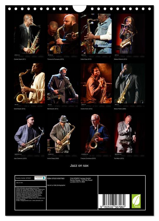 Produktbild: Jazz on sax (Calendrier mural 2026 DIN A4 horizontal), CALVENDO calendrier mensuel