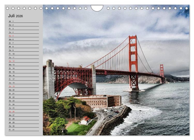 Produktbild: Kalifornien. Die goldene Westk&uuml;ste (Wandkalender 2026 DIN A4 quer), CALVENDO Monatskalender
