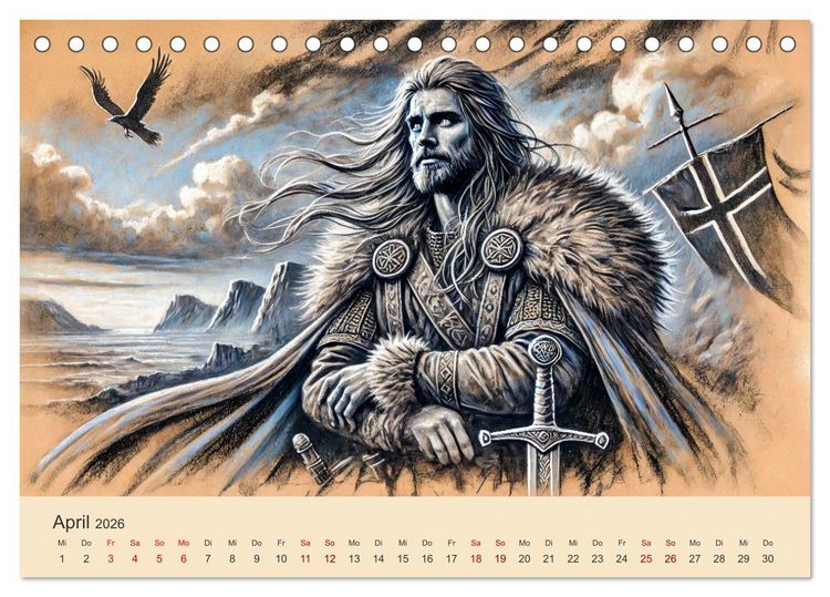 Produktbild: Die Wikingerzeit - Helden, K&ouml;nige und Entdeckungen (Tischkalender 2026 DIN A5 quer), CALVENDO Monatskalender