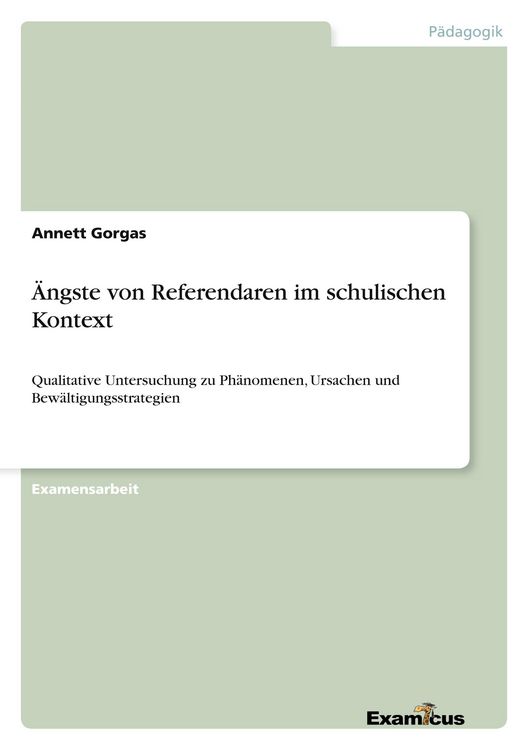 Produktbild: &Auml;ngste von Referendaren im schulischen Kontext