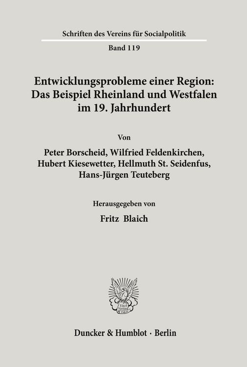 Produktbild: Entwicklungsprobleme einer Region: Das Beispiel Rheinland und Westfalen im 19. Jahrhundert.