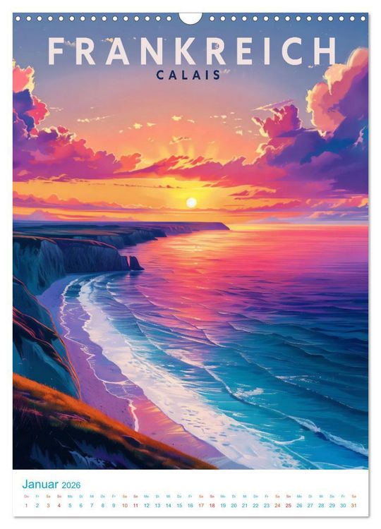 Produktbild: Frankreich - Old School Poster Style (Wandkalender 2026 DIN A3 hoch), CALVENDO Monatskalender