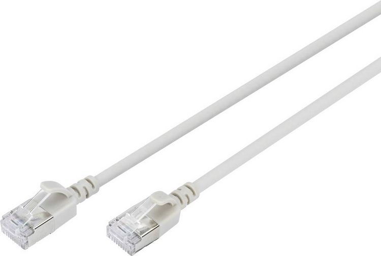 Produktbild: Digitus DK-1632-A-005S RJ45 Patchkabel CAT 6a F/FTP 0.5 m Grau Farbcodiert, Geschirmt, mehrdr&auml;htig, mit Knickschutzt&uuml;lle 1 St.