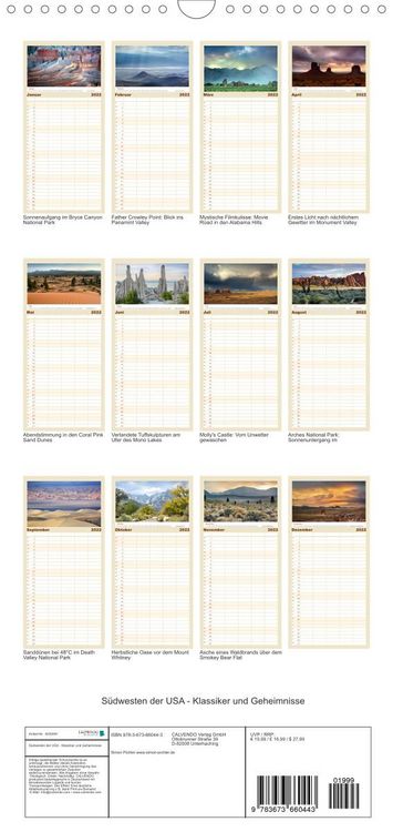 Produktbild: S&uuml;dwesten der USA - Klassiker und Geheimnisse - Familienplaner hoch (Wandkalender 2022 , 21 cm x 45 cm, hoch)
