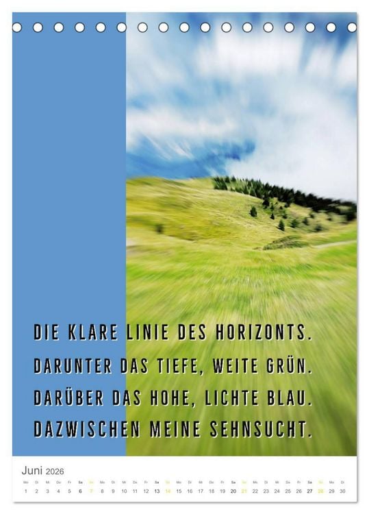 Produktbild: Tagesfarben - Poesie in Wort und Bild (Tischkalender 2026 DIN A5 hoch), CALVENDO Monatskalender