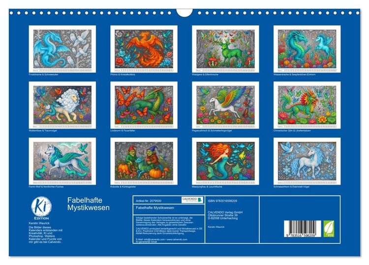 Produktbild: Fabelhafte Mystikwesen (Wandkalender 2026 DIN A3 quer), CALVENDO Monatskalender