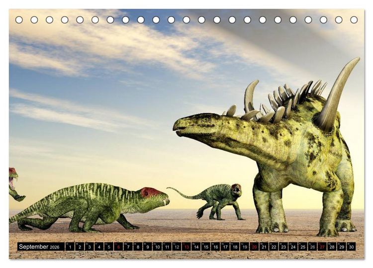 Produktbild: Dinosaurier. Urzeitliche Giganten (Tischkalender 2026 DIN A5 quer), CALVENDO Monatskalender