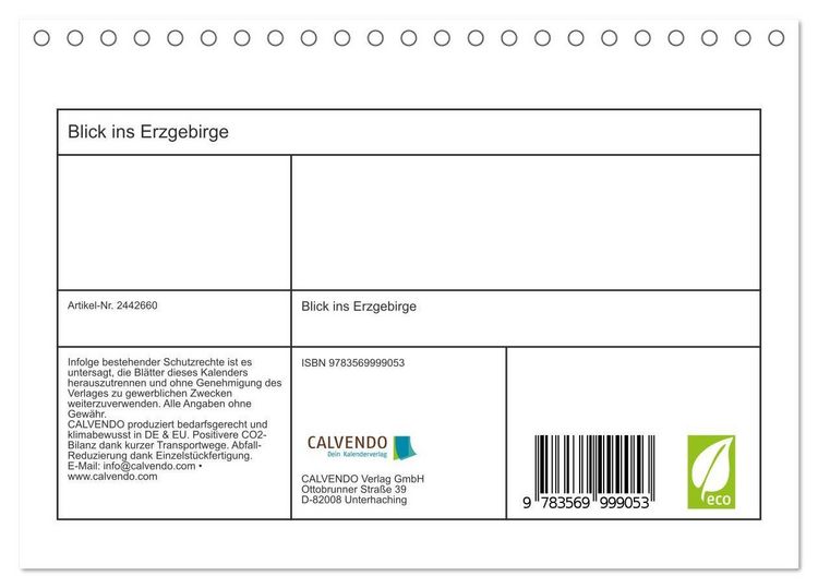 Produktbild: Blick ins Erzgebirge (Tischkalender 2027 DIN A5 quer), CALVENDO Monatskalender