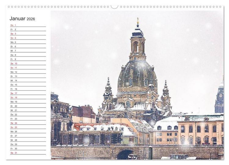 Produktbild: Dresden - Die Frauenkirche (hochwertiger Premium Wandkalender 2026 DIN A2 quer), Kunstdruck in Hochglanz