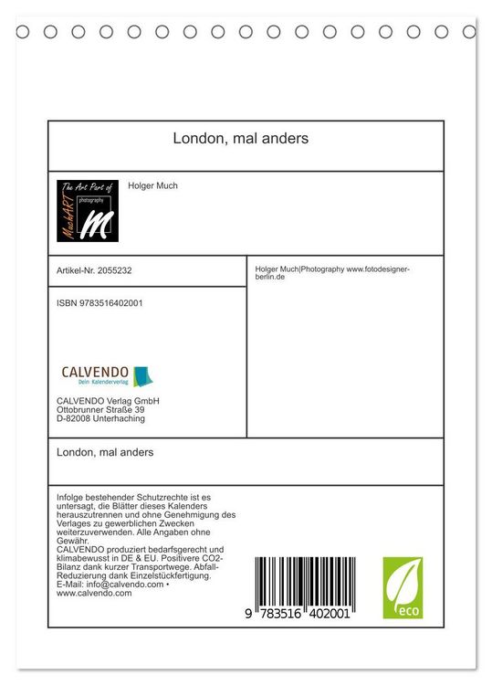 Produktbild: London, mal anders (Tischkalender 2026 DIN A5 hoch), CALVENDO Monatskalender