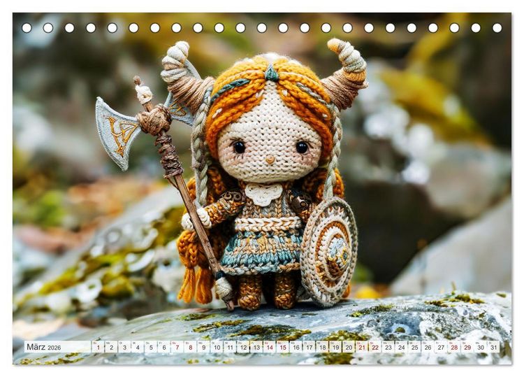 Produktbild: Zauberhafte Wikinger - Nordische Mythologie aus H&auml;kel- und Strickwolle (Tischkalender 2026 DIN A5 quer), CALVENDO Monatskalender