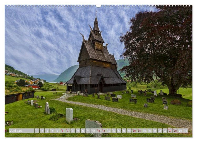 Produktbild: Norwegens Stabkirchen (hochwertiger Premium Wandkalender 2026 DIN A2 quer), Kunstdruck in Hochglanz