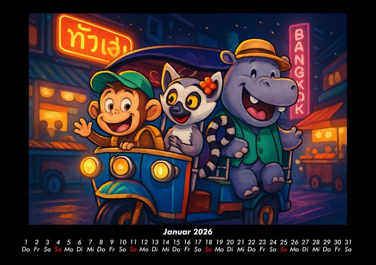 Produktbild: Milo, Lulu & Sash in Bangkok 2026 Fotokalender DIN A3