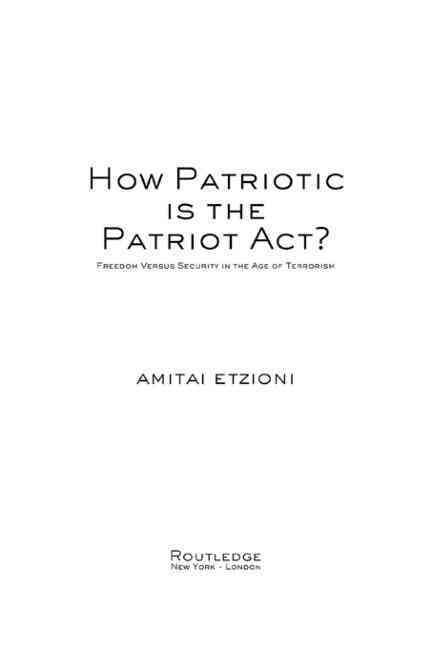 Produktbild: How Patriotic Is the Patriot Act?: Freedom Versus Security in the Age of Terrorism