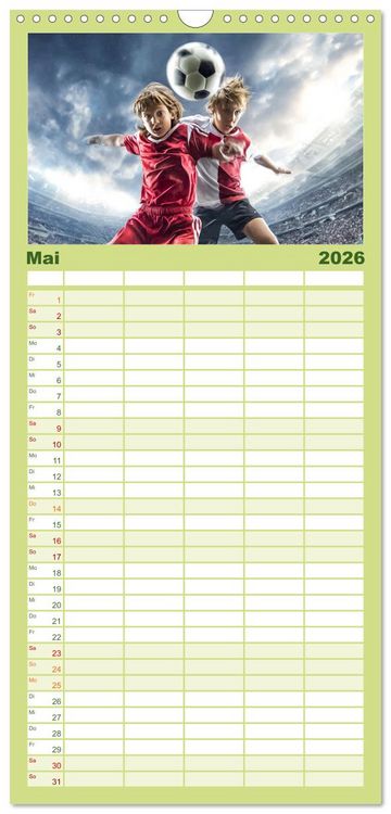 Produktbild: Familienplaner 2026 - Fussball - Kids in Action mit 5 Spalten (Wandkalender, 21 x 45 cm) CALVENDO