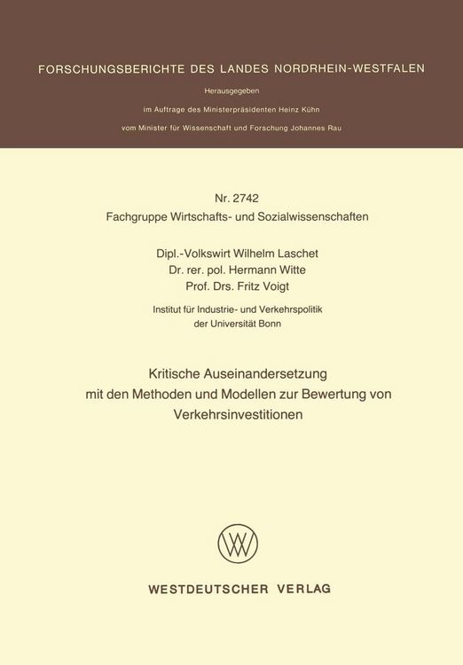 Produktbild: Kritische Auseinandersetzung mit den Methoden und Modellen zur Bewertung von Verkehrsinvestitionen