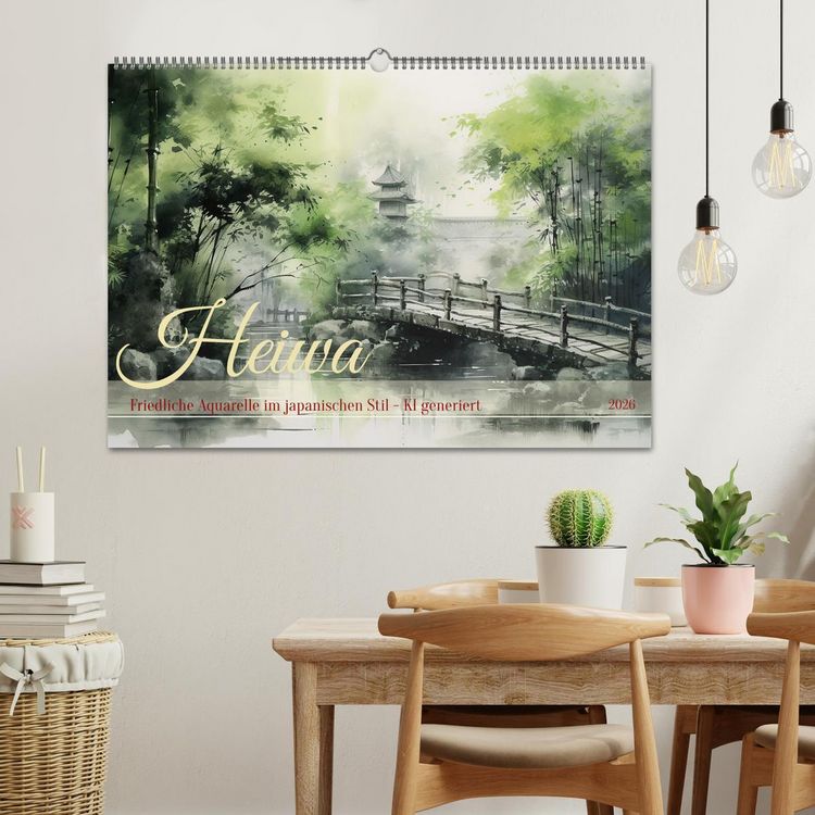 Produktbild: Heiwa - Friedliche Aquarelle im japanischen Stil (Wandkalender 2026 DIN A2 quer), CALVENDO Monatskalender