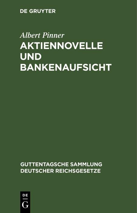 Produktbild: Aktiennovelle und Bankenaufsicht