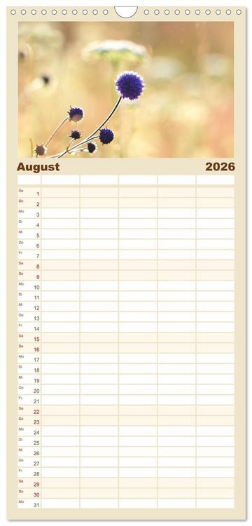 Produktbild: Familienplaner 2026 - Mein Sehnsuchtsort, die Natur mit 5 Spalten (Wandkalender, 21 x 45 cm) CALVENDO