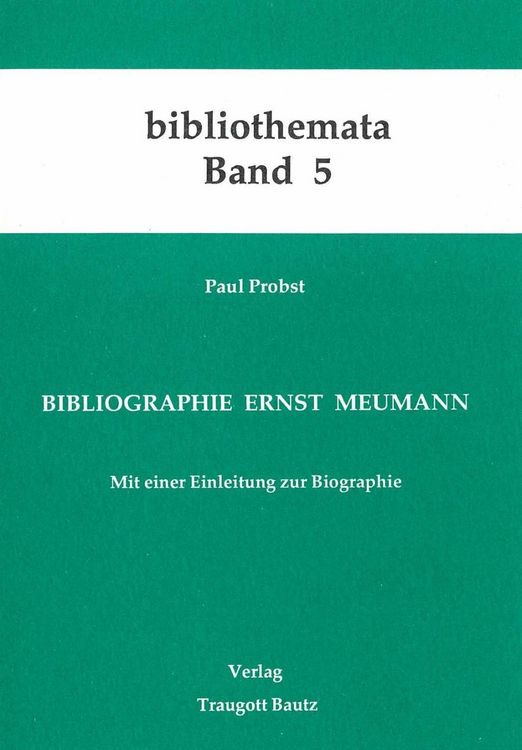 Produktbild: Bibliographie Ernst Meumann