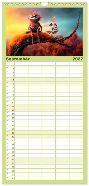 Produktbild: Familienplaner 2027 - Monsterm&auml;&szlig;ig durchs Jahr mit 5 Spalten (Wandkalender, 21 x 45 cm) CALVENDO