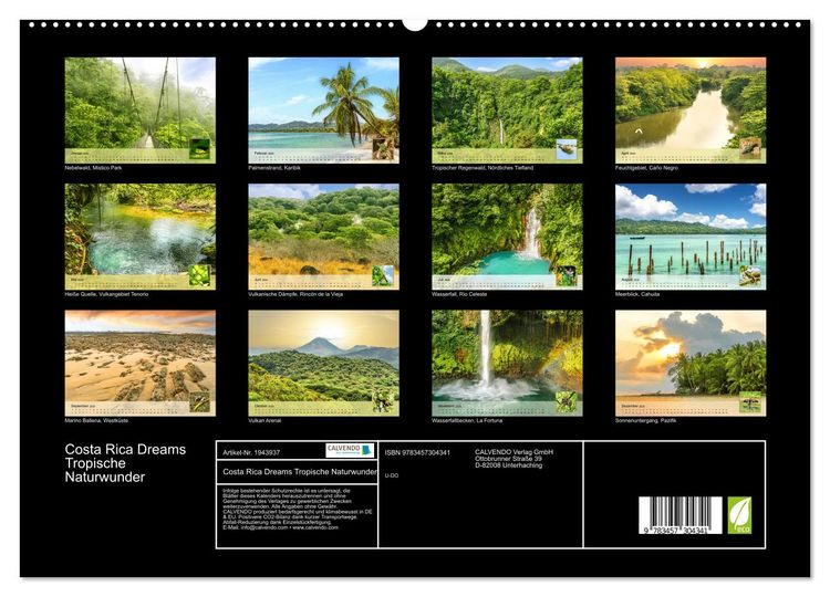 Produktbild: Costa Rica Dreams Tropische Naturwunder (hochwertiger Premium Wandkalender 2026 DIN A2 quer), Kunstdruck in Hochglanz
