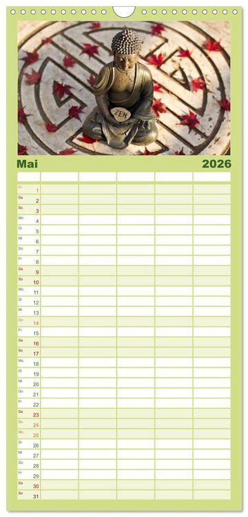 Produktbild: Familienplaner 2026 - SPIRIT OF ZEN Meditation mit 5 Spalten (Wandkalender, 21 x 45 cm) CALVENDO