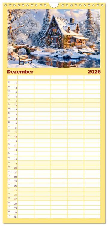 Produktbild: Familienplaner 2026 - Cottages am Wasser - Malerische R&uuml;ckzugsorte genie&szlig;en mit 5 Spalten (Wandkalender, 21 x 45 cm) CALVENDO