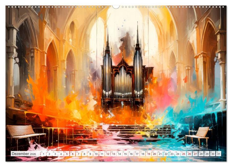 Produktbild: MUSIKINSTRUMENTE Moderne dekorative Inszenierung (hochwertiger Premium Wandkalender 2026 DIN A2 quer), Kunstdruck in Hochglanz
