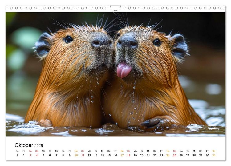 Produktbild: Capybara - liebenswertes gro&szlig;es Wasserschwein (Wandkalender 2026 DIN A3 quer), CALVENDO Monatskalender