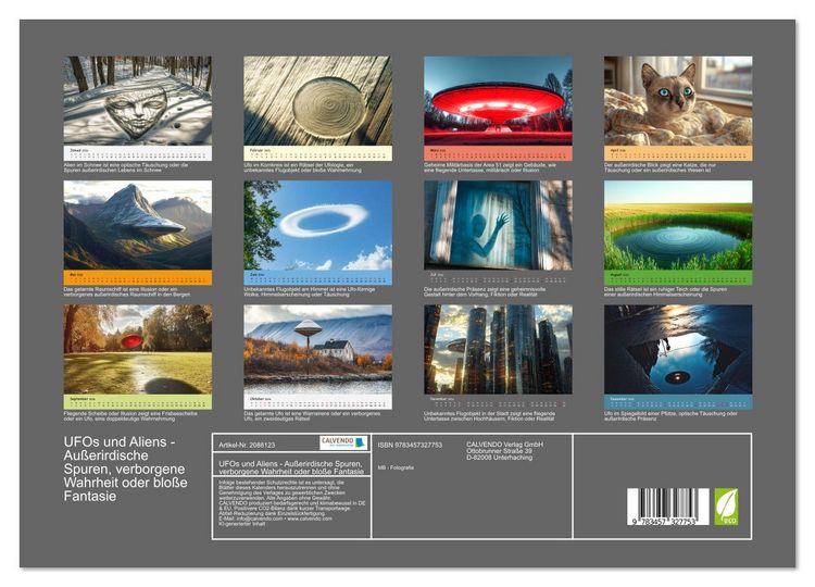 Produktbild: UFOs und Aliens - Au&szlig;erirdische Spuren, verborgene Wahrheit oder blo&szlig;e Fantasie (Wandkalender 2026 DIN A3 quer), CALVENDO Monatskalender