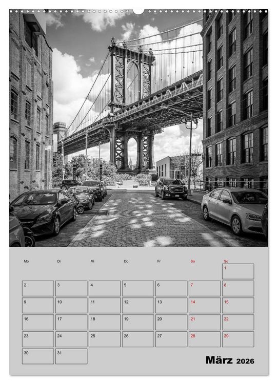 Produktbild: NEW YORK CITY Monochrome Stadtansichten (Wandkalender 2026 DIN A2 hoch), CALVENDO Monatskalender