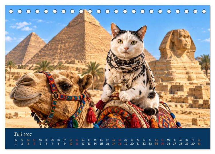 Produktbild: Eine Katze reist um die Welt (Tischkalender 2027 DIN A5 quer), CALVENDO Monatskalender