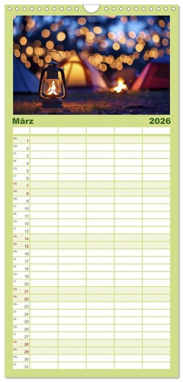 Produktbild: Familienplaner 2026 - Camping-Life und Abenteuer mit 5 Spalten (Wandkalender, 21 x 45 cm) CALVENDO