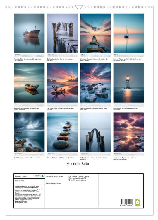 Produktbild: Meer der Stille (Wandkalender 2026 DIN A2 hoch), CALVENDO Monatskalender