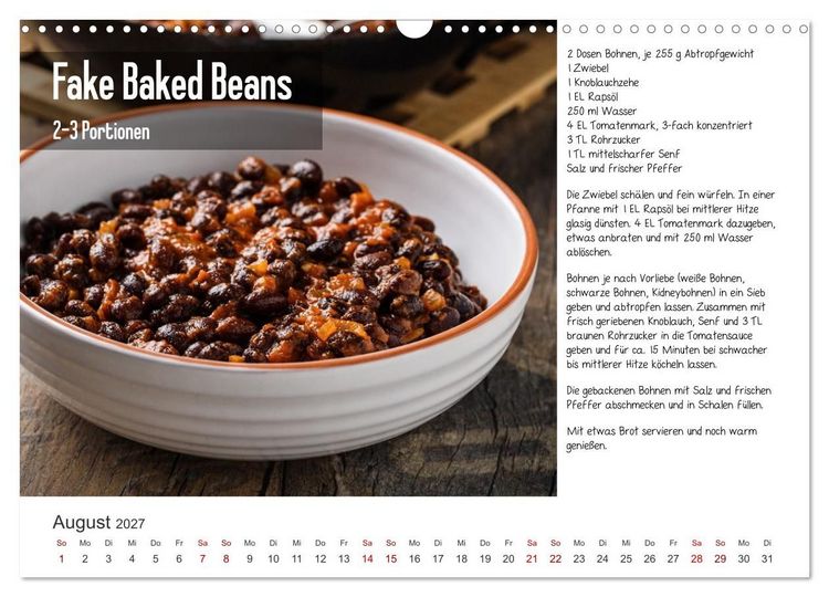Produktbild: Fleischlos gl&uuml;cklich - 12 Foodfotos mit leckeren Rezepten (Wandkalender 2027 DIN A3 quer), CALVENDO Monatskalender