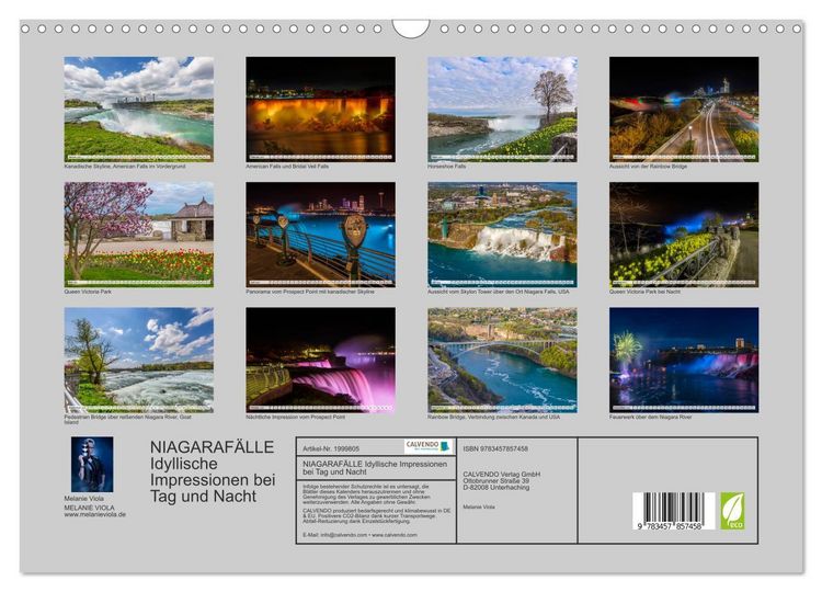 Produktbild: NIAGARAF&Auml;LLE Idyllische Impressionen bei Tag und Nacht (Wandkalender 2026 DIN A3 quer), CALVENDO Monatskalender