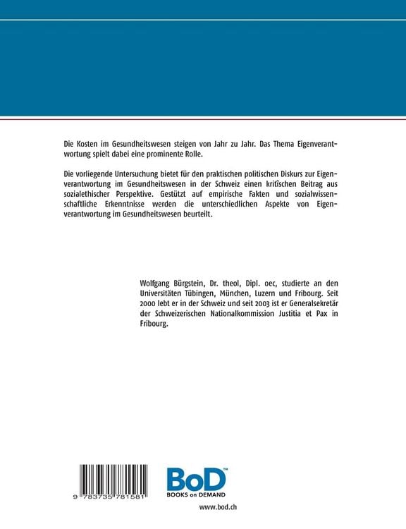 Produktbild: Eigenverantwortung im Schweizer Gesundheitswesen