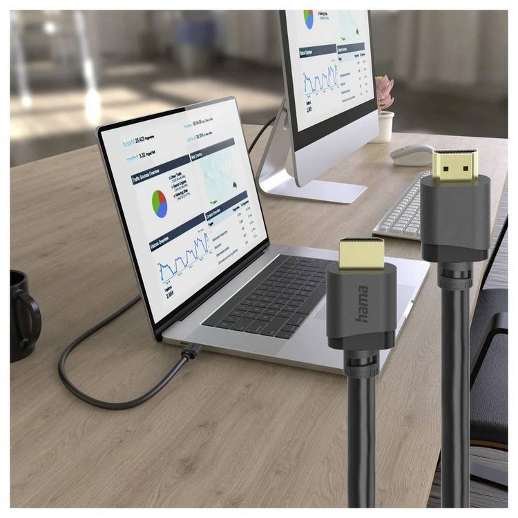 Produktbild: Hama HDMI Anschlusskabel HDMI-A Stecker 2m Schwarz 00202031 8K UHD, eARC HDMI-Kabel