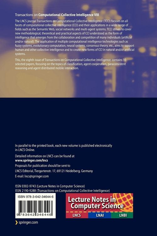Produktbild: Transactions on Computational Collective Intelligence VIII
