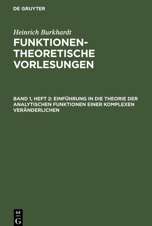 Produktbild: Einf&uuml;hrung in die Theorie der analytischen Funktionen einer komplexen Ver&auml;nderlichen