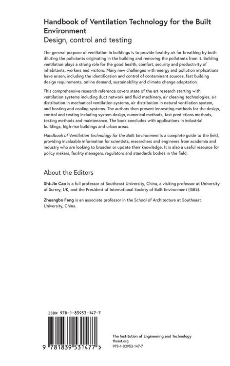 Produktbild: Handbook of Ventilation Technology for the Built Environment