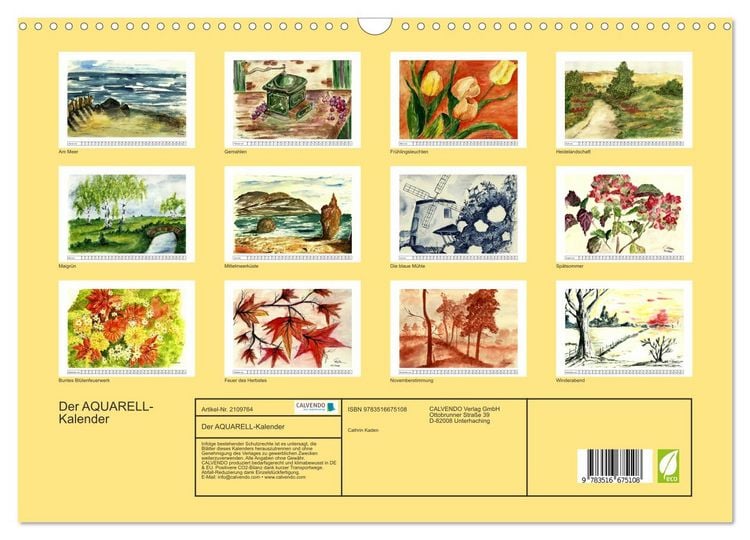 Produktbild: Der AQUARELL-Kalender (Wandkalender 2026 DIN A3 quer), CALVENDO Monatskalender